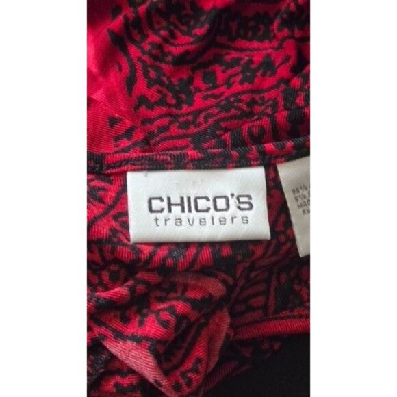 Chico's Travelers Tunic Top multicolor Paisley Slinky Stretch size 3 - Picture 5 of 6